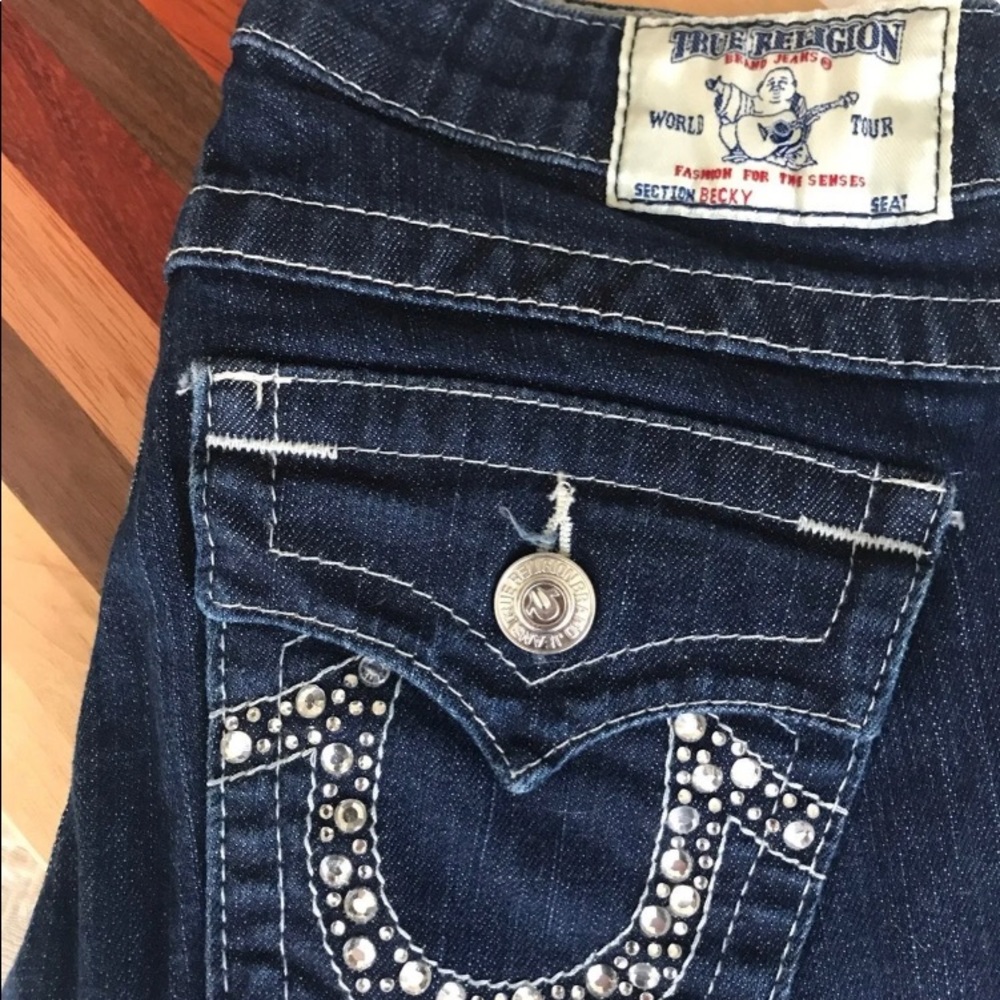 True Religion “BECKY” Rhinestone bk pocket jeans